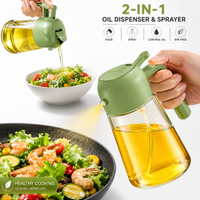 2-in-1 Oil Sprayer & Dispenser for Kitchen, Olive & Coconut Oil Spray Bottle, Glass Oil Pot for Air Fryer, Salad, BBQ, Roasting & Cooking, Dual-Use Oil Vinegar Dispenser – 500ml