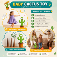 Dancing Cactus Toy for Kids – Talking, Singing & Wriggling Plush Toy with Voice Recording, LED Lights & Music