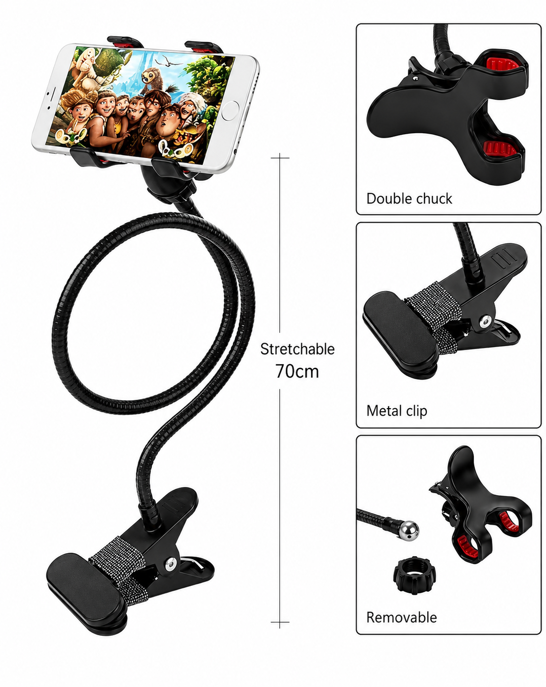 Flexible Lazy Phone Stand for Table | Height Adjustable 360° Rotating Mobile Holder for Online Classes, Live Streaming, OTT, Video Calls & YouTube